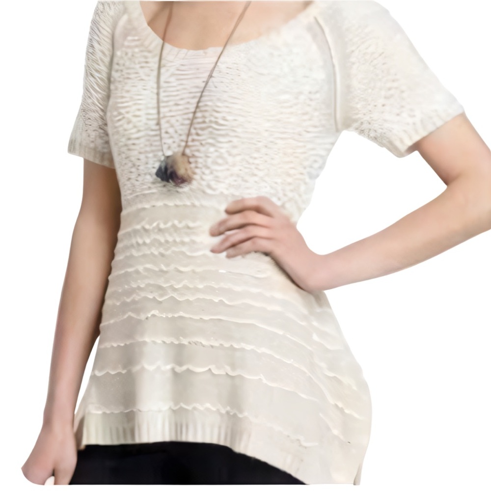 Anthropologie Cream Scoop Neck Sweater M